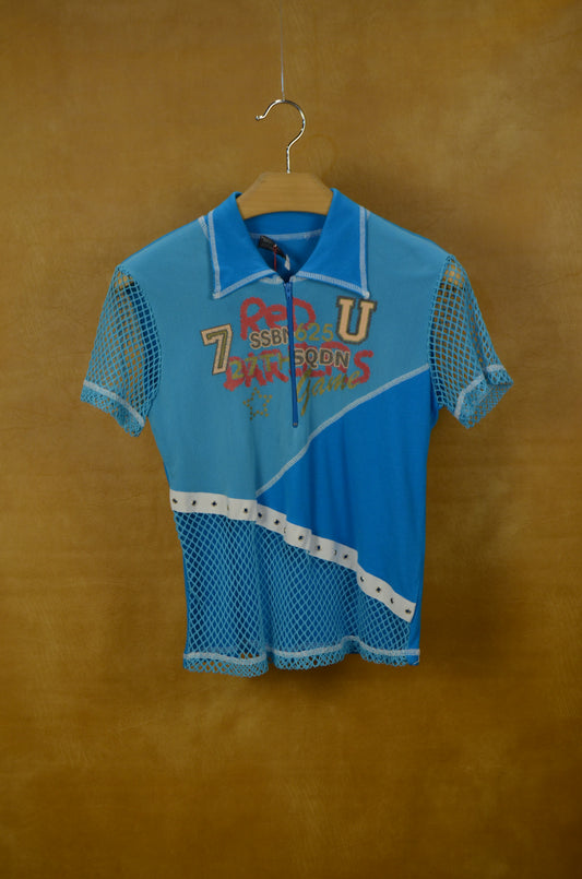 Blue Mesh Top