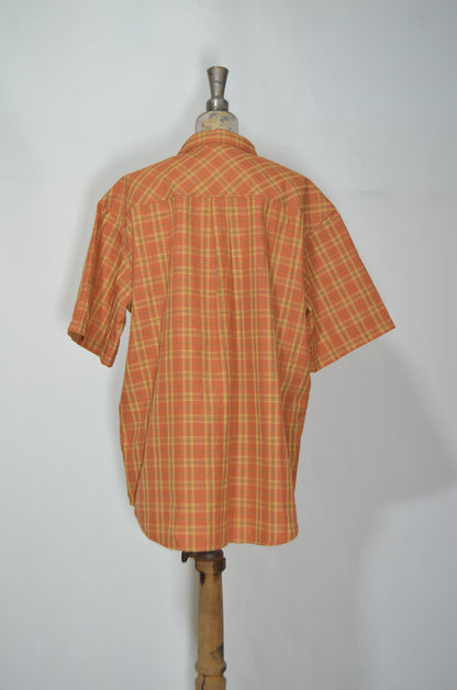 Orange Checkered Loose Shirt