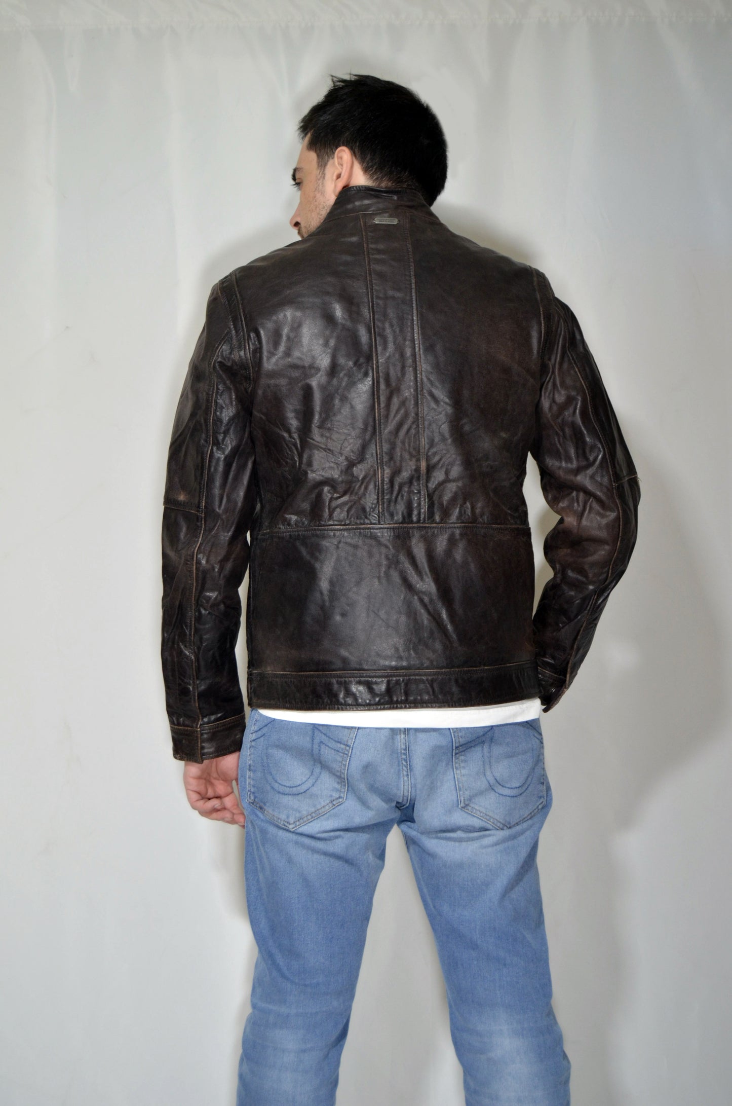 Brown Leather Vintage Biker Jacket