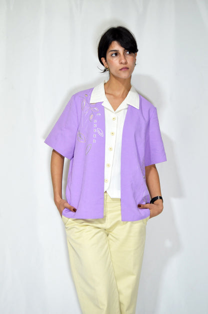 Purple Vintage Embroidered Shirt