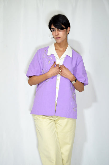 Purple Vintage Embroidered Shirt