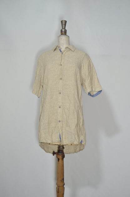 Beige 100% Linen Loose Shirt