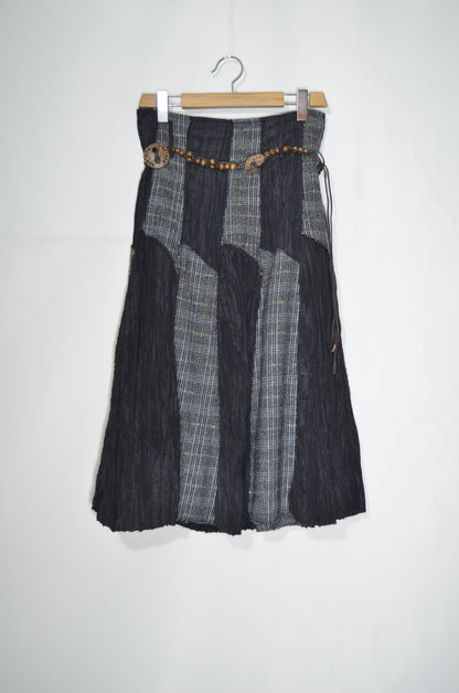 Black Flared Midi Skirt with a cute Belt