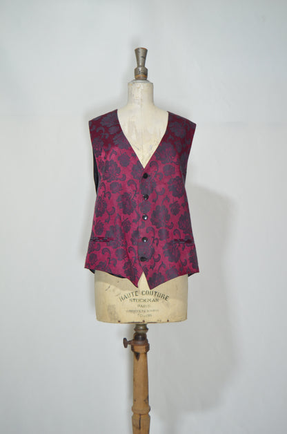 Red Burgundy Floral Silky Vest