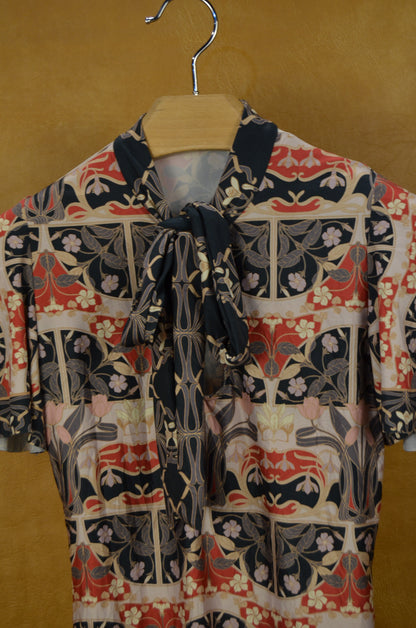 Vintage Art Nouveau Floral Print Blouse
