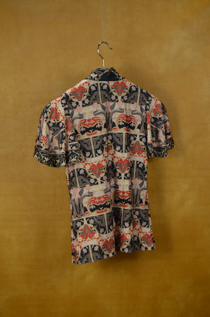 Vintage Art Nouveau Floral Print Blouse