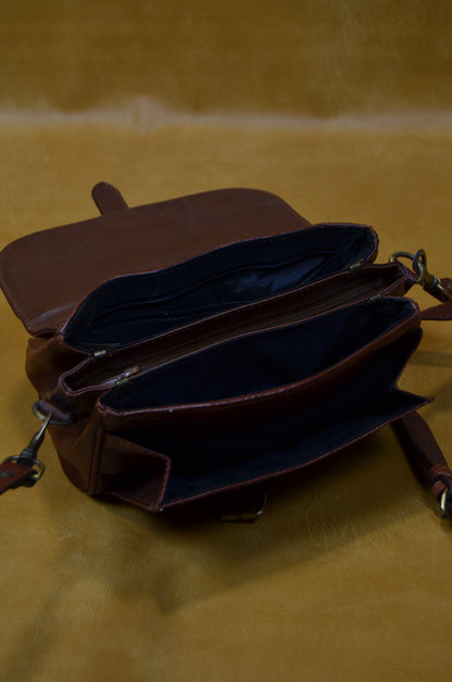 Vintage Burgundy Leather Satchel Bag