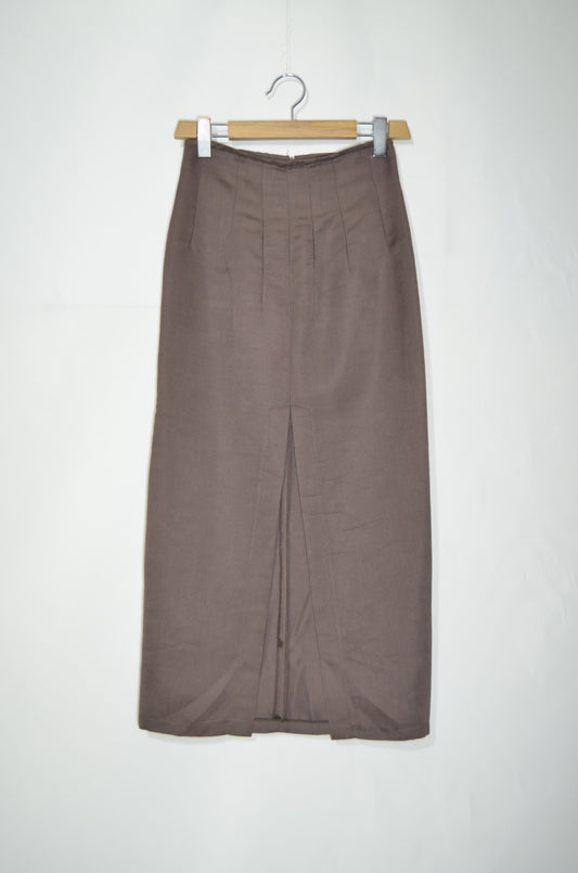 Brown Straight Cut Maxi Skirt