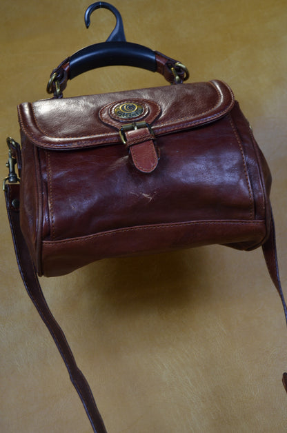 Vintage Burgundy Leather Satchel Bag