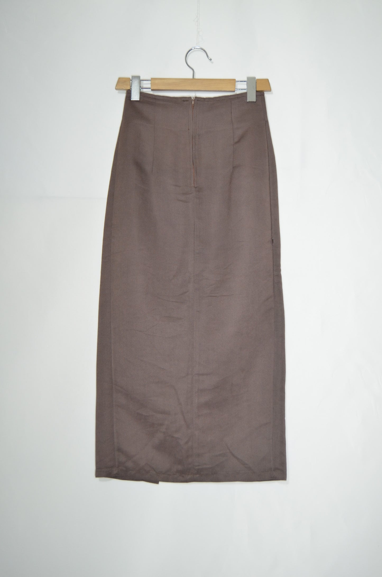 Brown Straight Cut Maxi Skirt