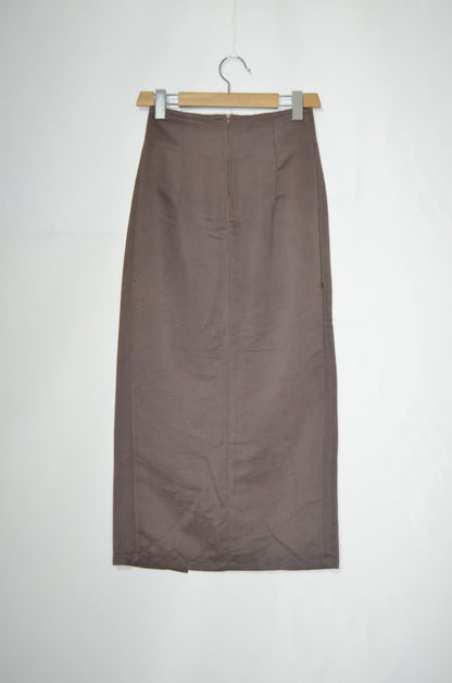 Brown Straight Cut Maxi Skirt