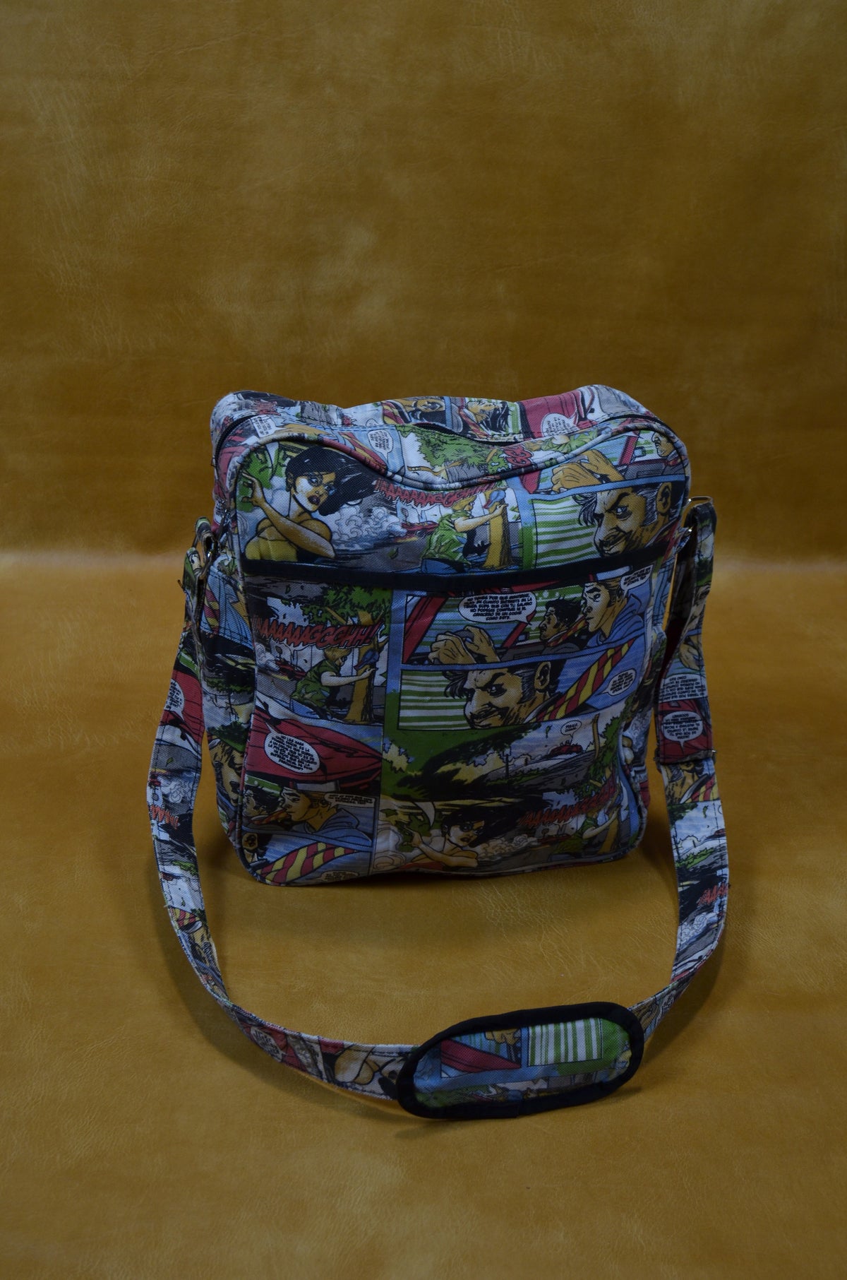 Comic Print Denim Crossbody Bag