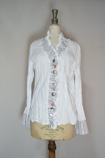 White Ruffled Edgy Shirt