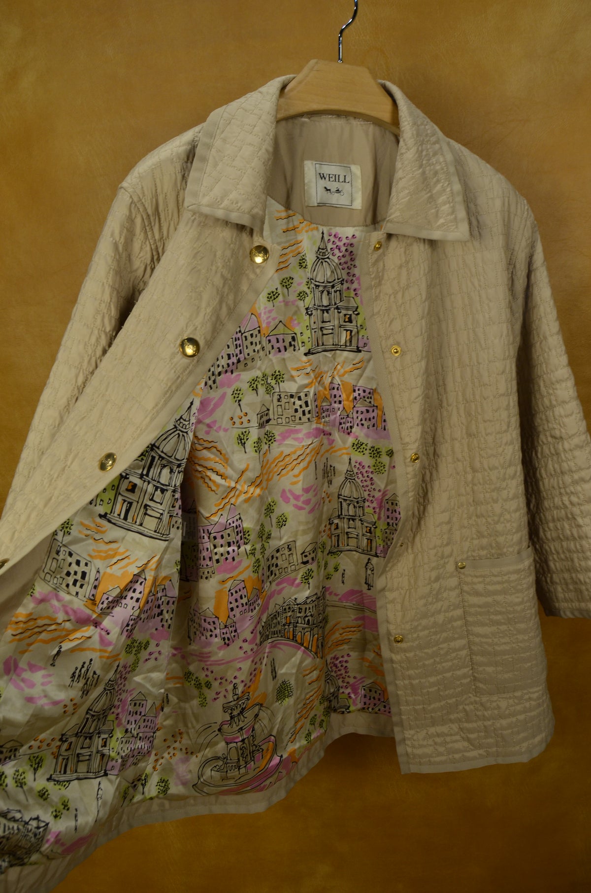 Vintage Weill Beige Quilted Coat