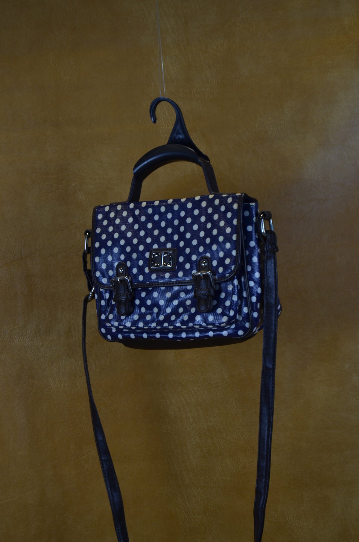 Navy Blue Polka Dot Crossbody Bag