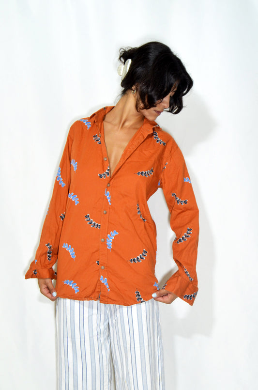 Orange Floral Vintage Shirt