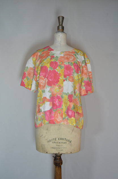 Pink & Orange Floral Straight Cut Shirt