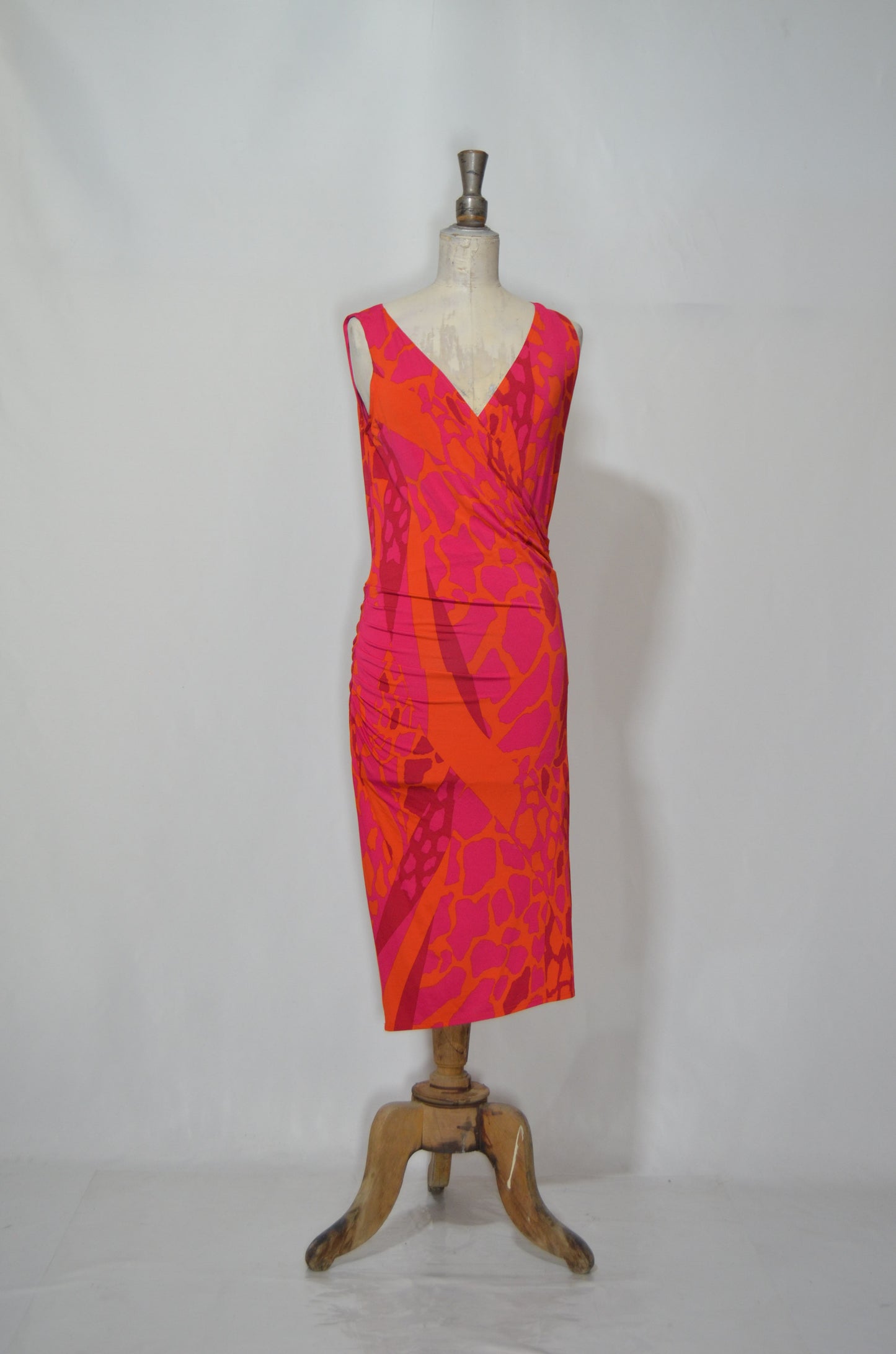 Pink & Orange Fitted Midi Dress