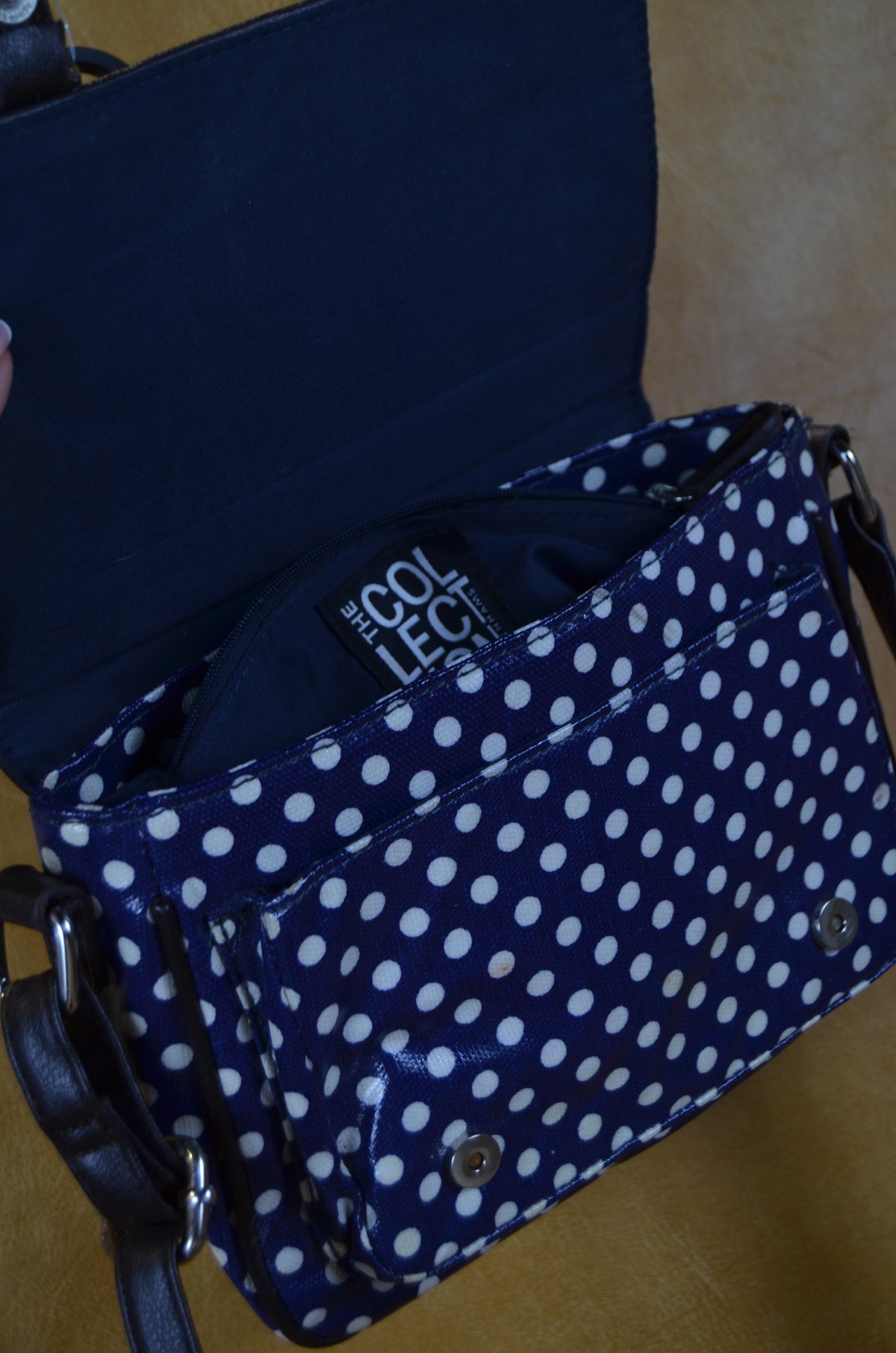 Navy Blue Polka Dot Crossbody Bag