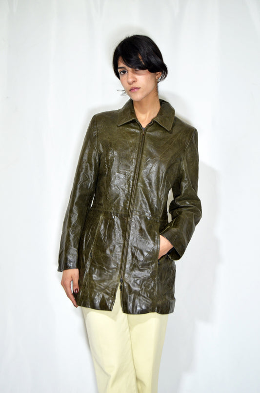 Khaki Vintage Leather Jacket