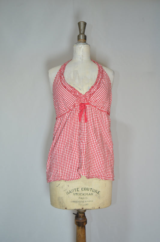 Red & White Checkered Backless Top