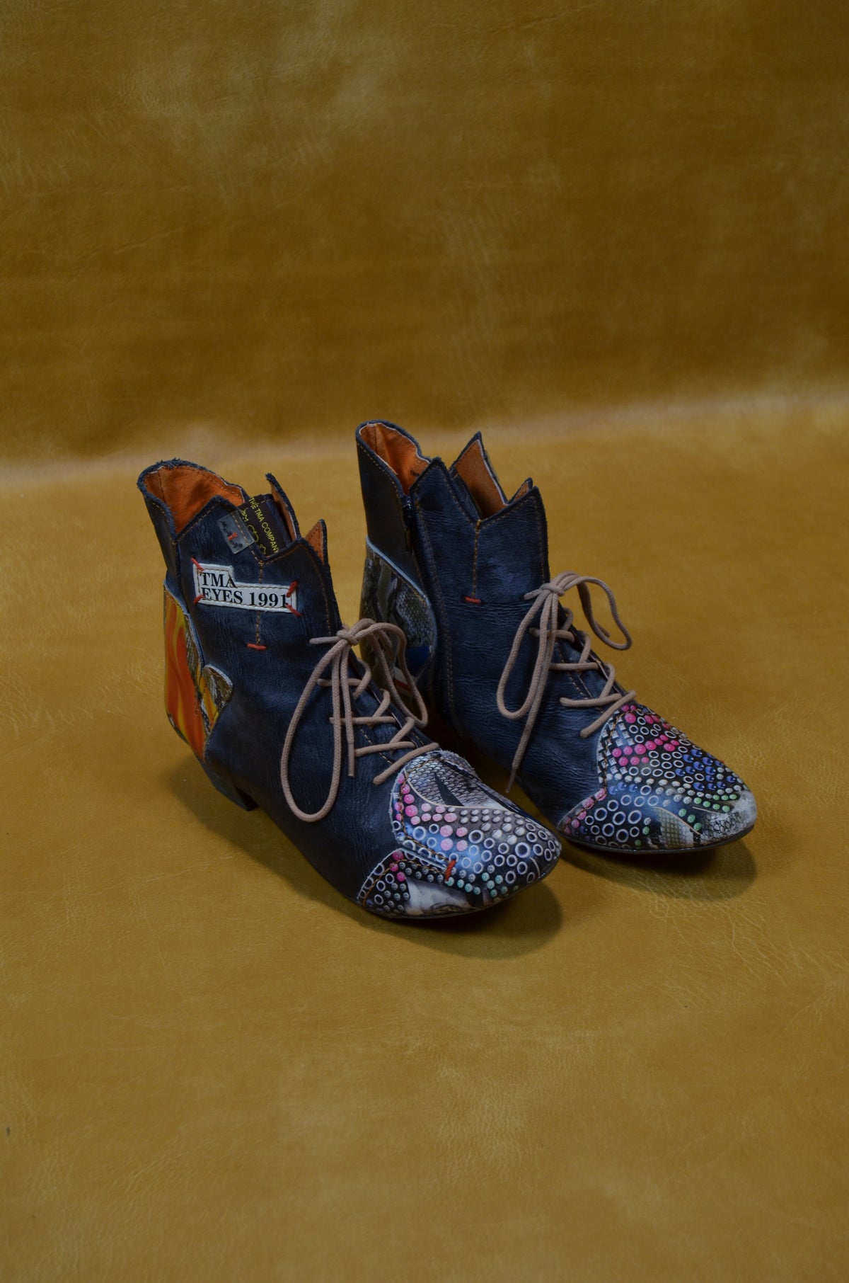 Multicolored Leather Ankle Boots