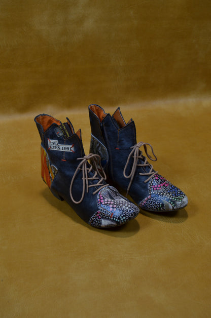 Multicolored Leather Ankle Boots