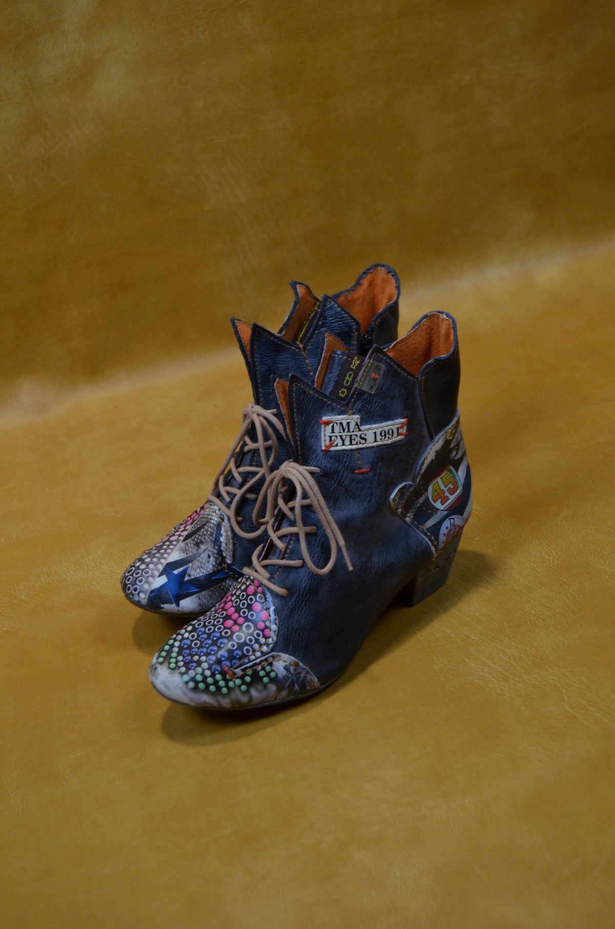 Multicolored Leather Ankle Boots
