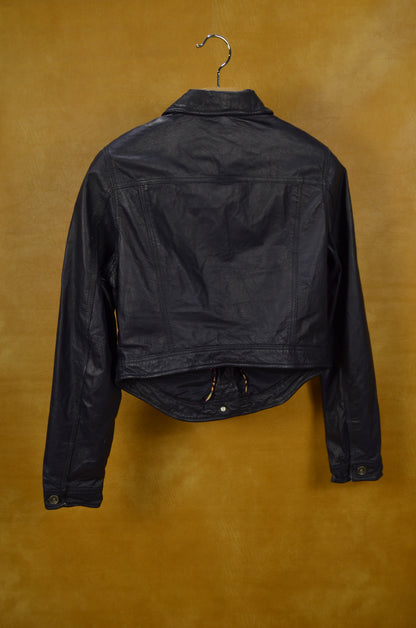 Navy Blue Leather Jacket