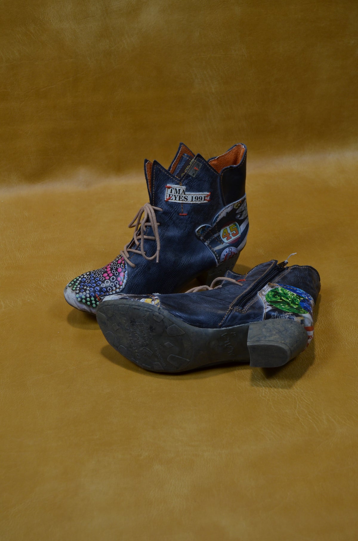 Multicolored Leather Ankle Boots