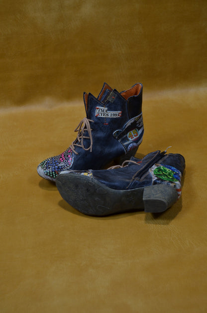 Multicolored Leather Ankle Boots