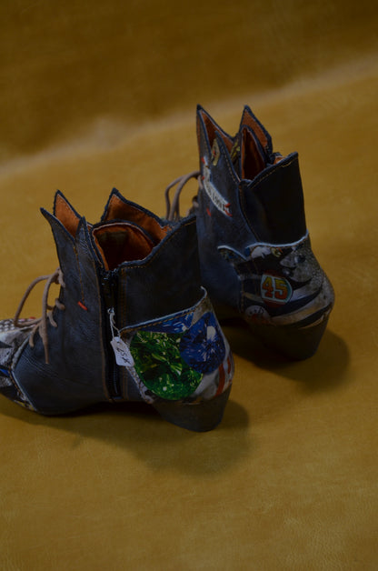 Multicolored Leather Ankle Boots