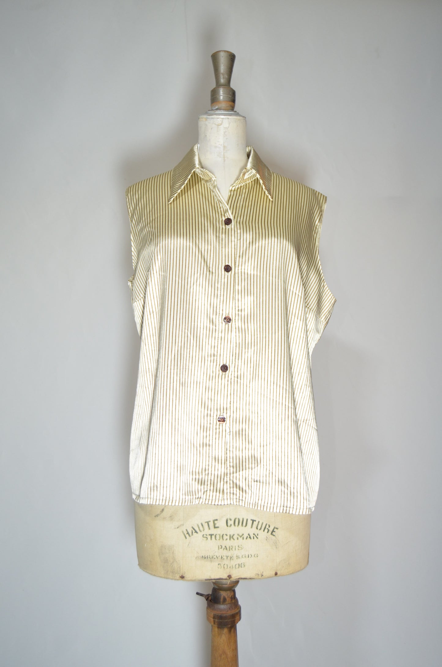 Beige Stripped Silky Shirt