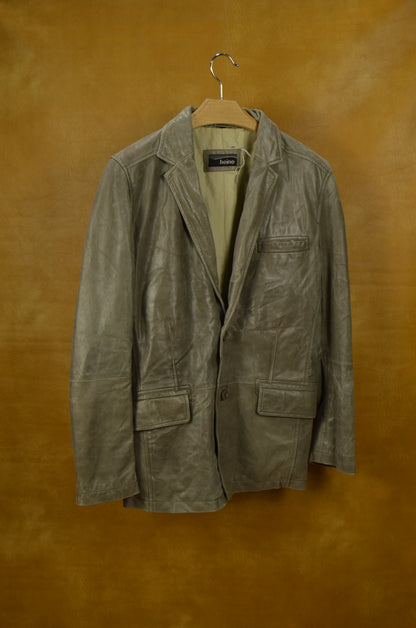 Grey Leather Blazer