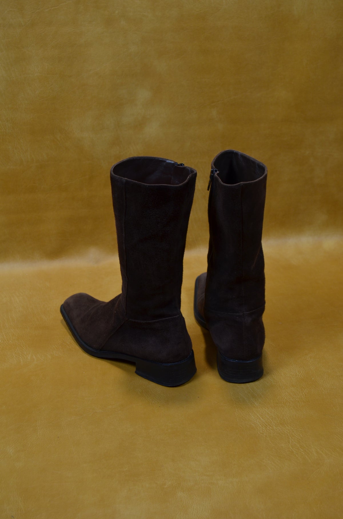 Brown Suede Mid-Calf Boots