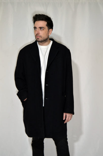 Black Wool Classic Vintage Coat