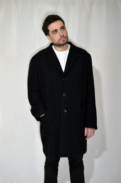 Black Wool Classic Vintage Coat