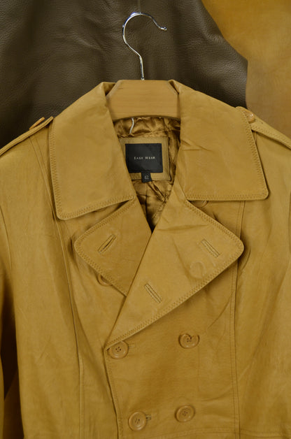 Beige Leather Trench Coat