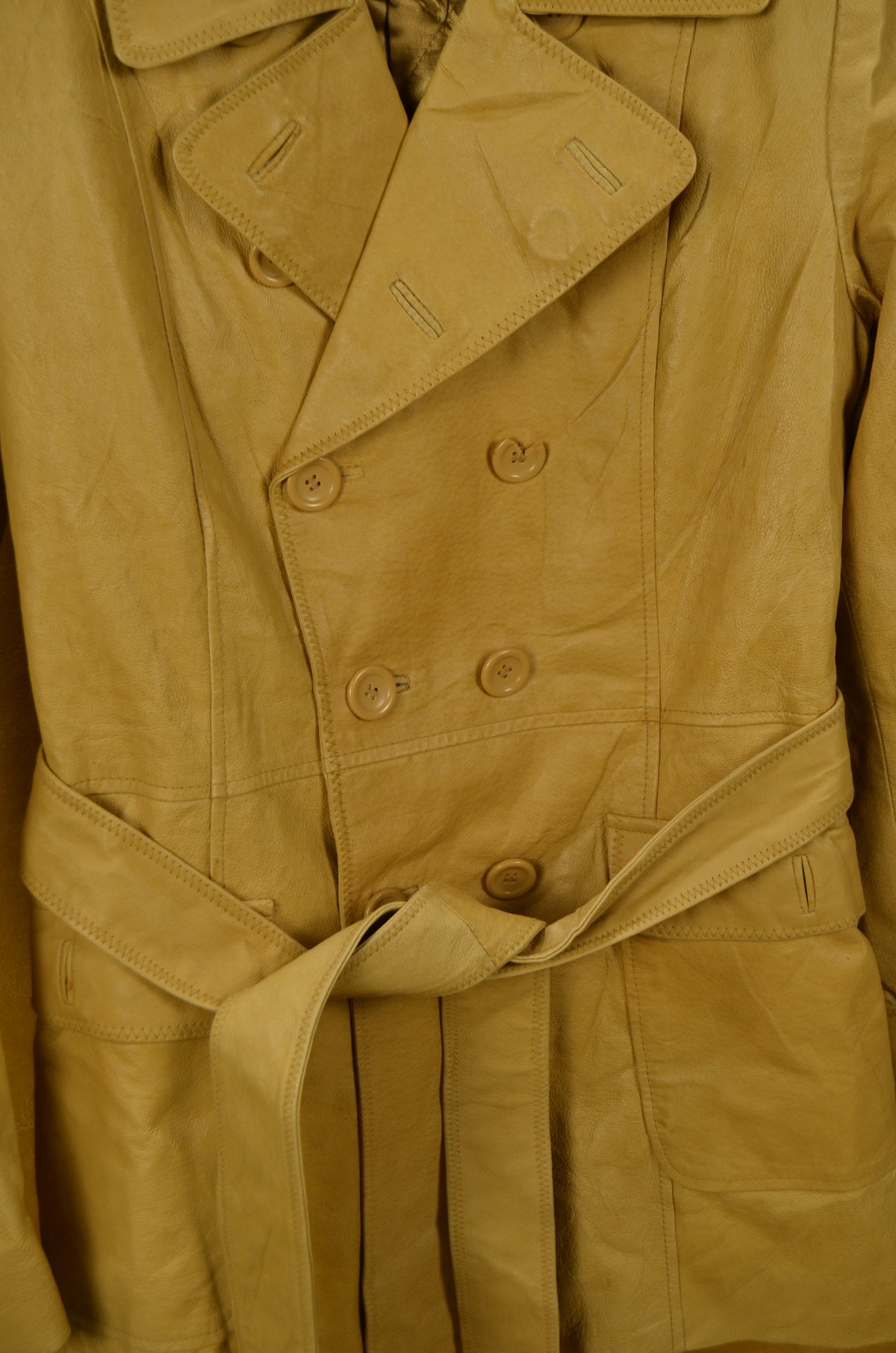 Beige Leather Trench Coat