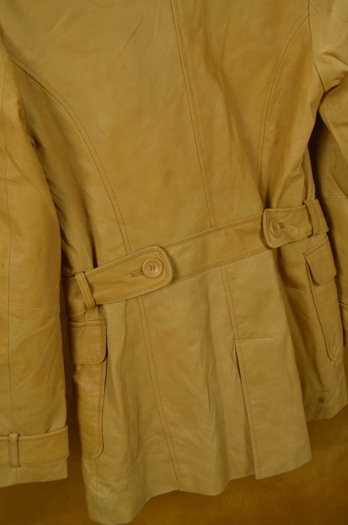 Beige Leather Trench Coat