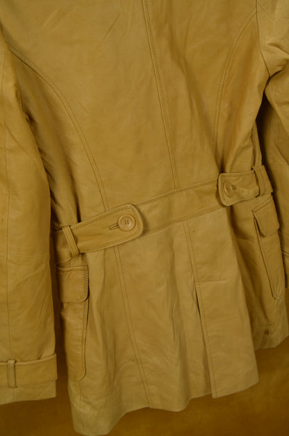 Beige Leather Trench Coat