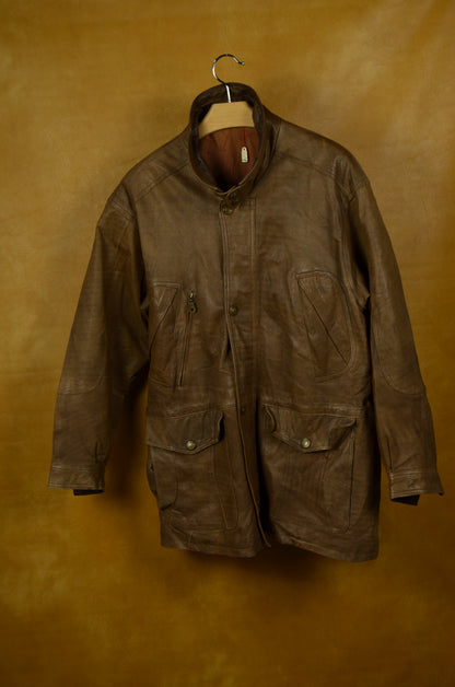 Vintage Brown Leather Field Jacket