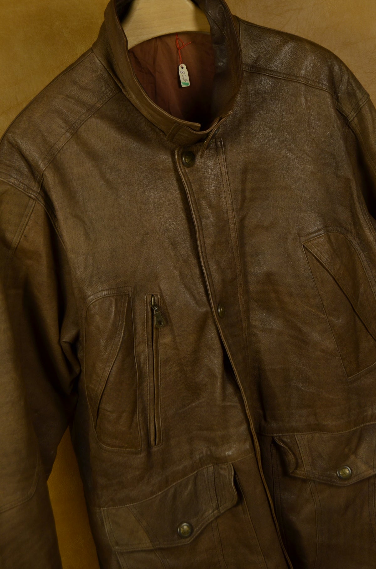 Vintage Brown Leather Field Jacket