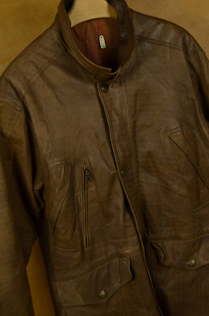 Vintage Brown Leather Field Jacket