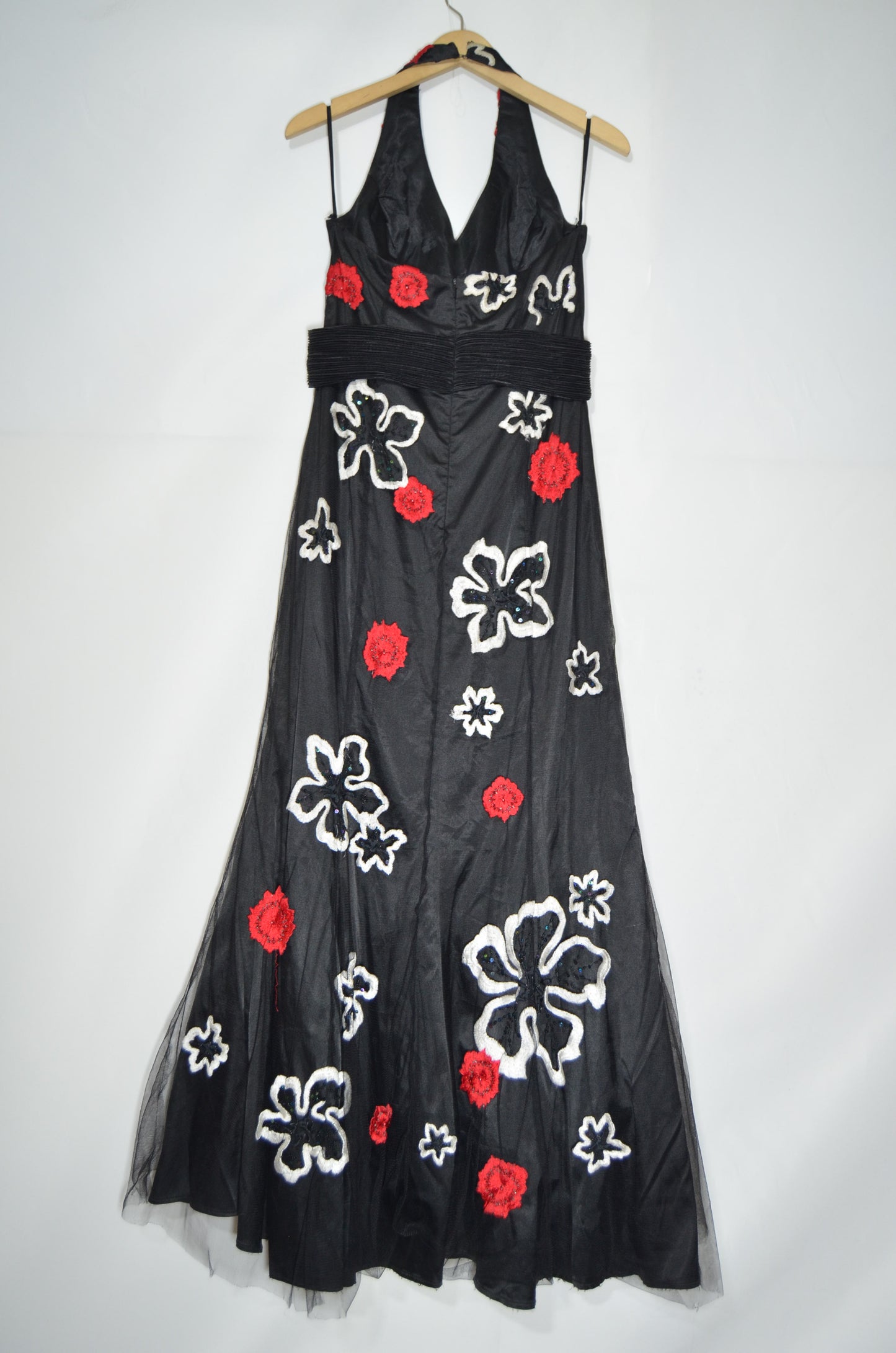 Black Black Floral Flared Maxi Dress