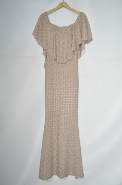 Beige Mermaid Cut Maxi Dress