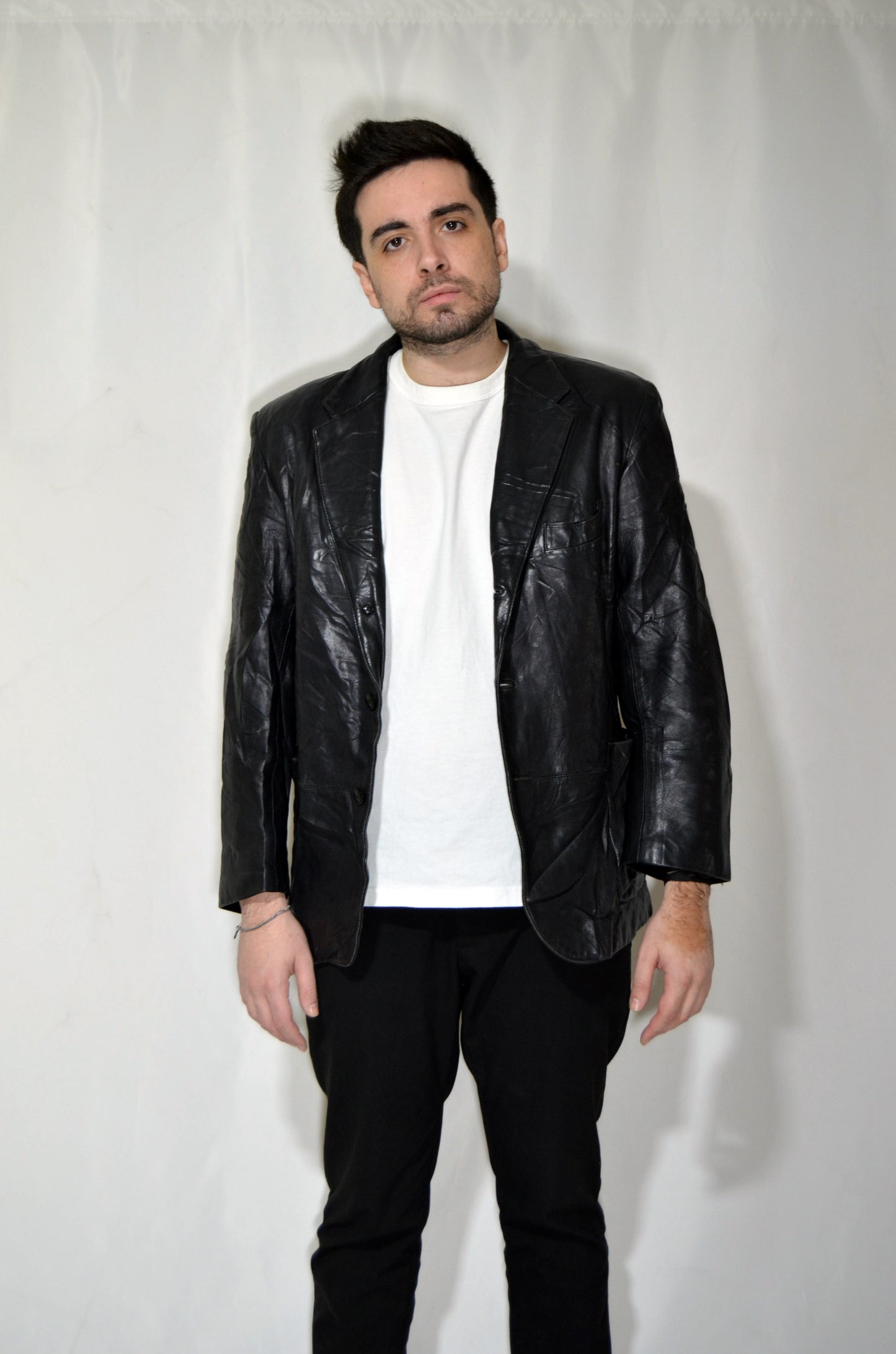 Black Leather Vintage Tailored Jacket