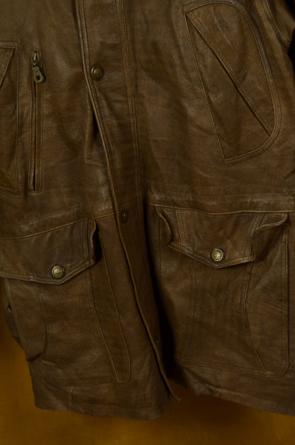 Vintage Brown Leather Field Jacket