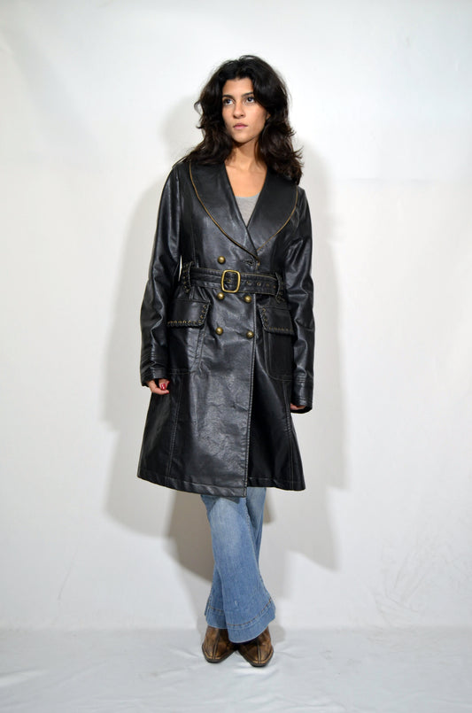 Black Genuine Leather Coat