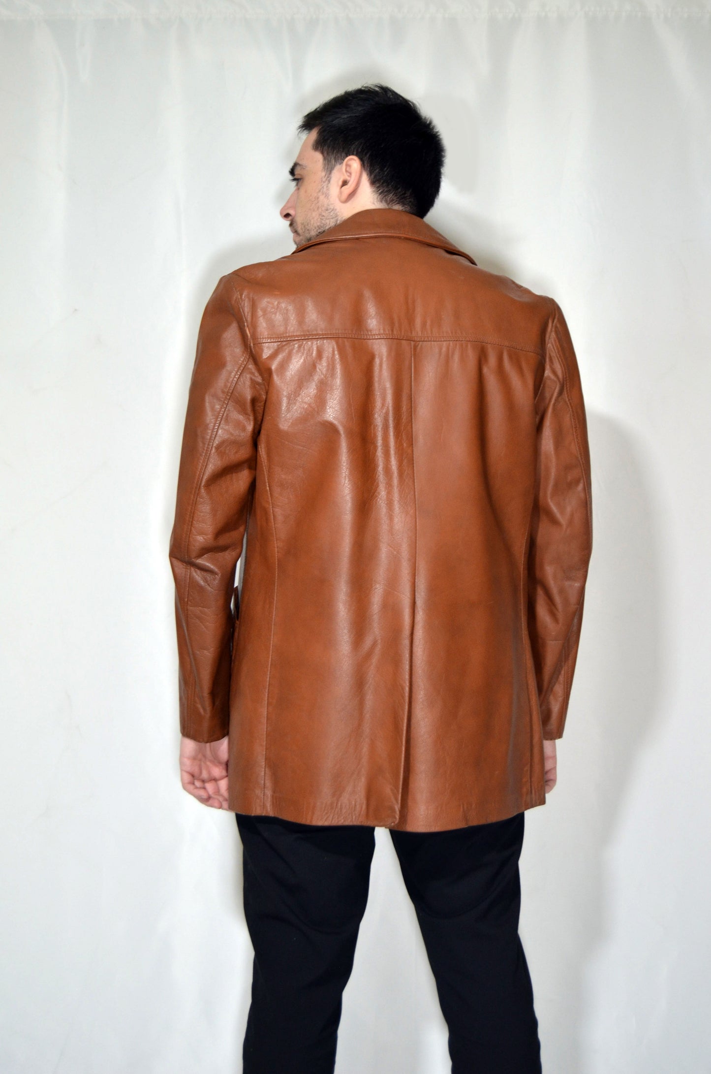 Camel Leather & Fur Vintage Coat